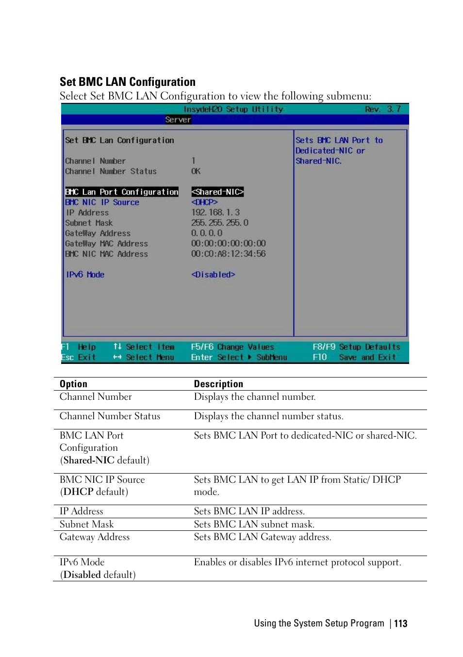 Set bmc lan configuration, Ee “set bmc lan configuration, Ge 113 | Dell PowerEdge C6220 II User Manual | Page 113 / 349
