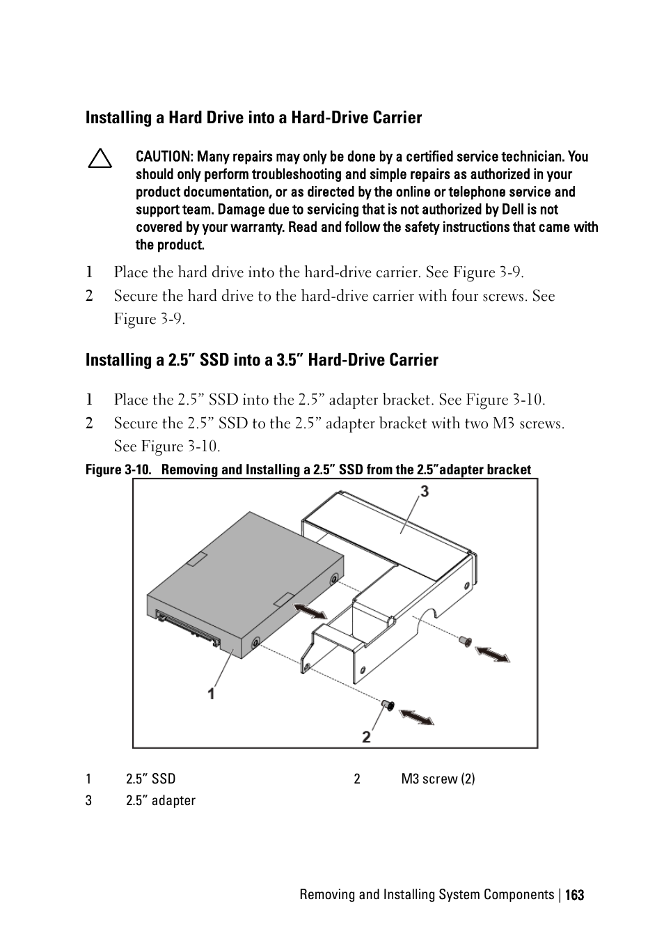 Installing a hard drive into a hard-drive carrier | Dell PowerEdge C6220 II User Manual | Page 163 / 349