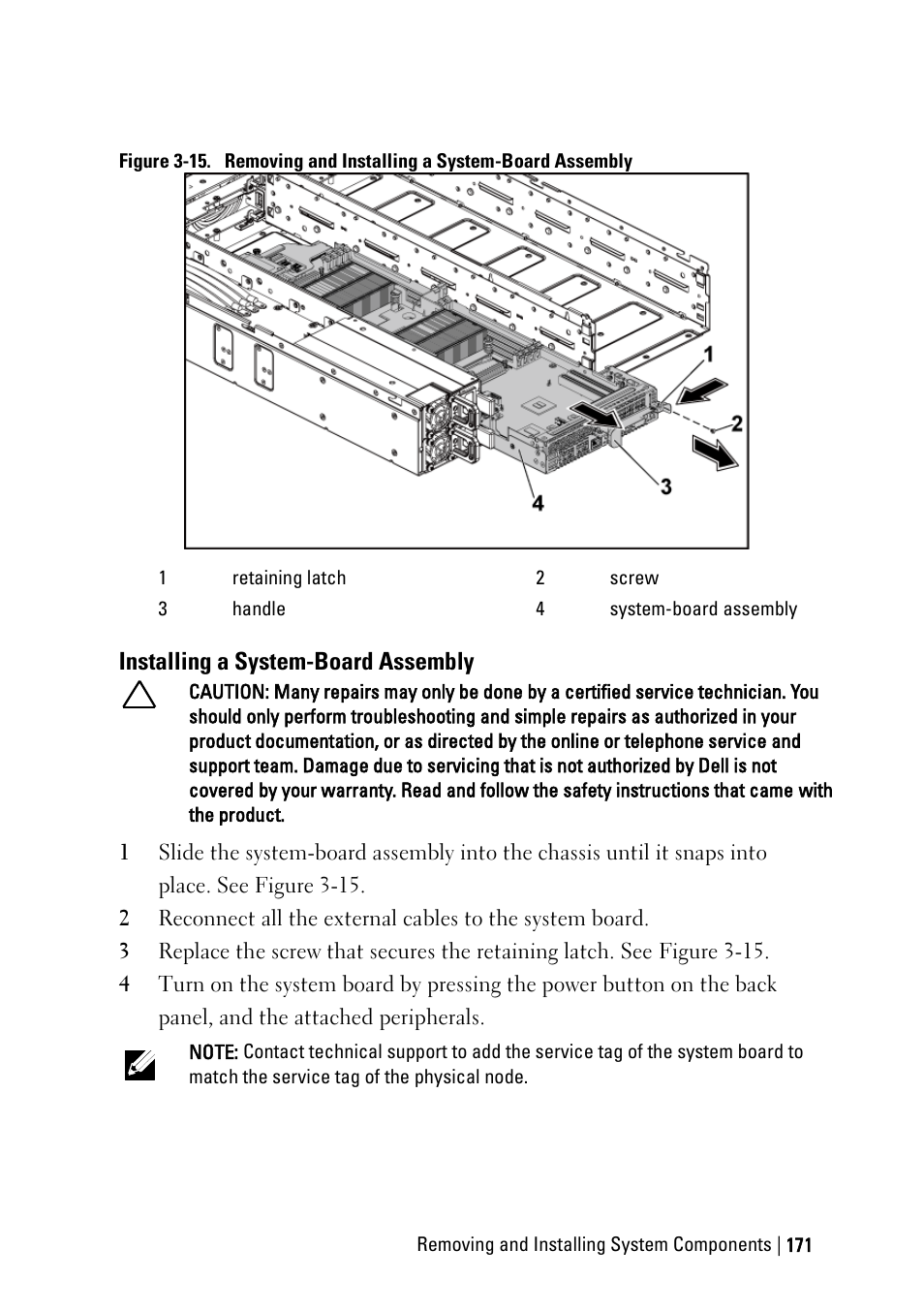Installing a system-board assembly, Figure 3-15 | Dell PowerEdge C6220 II User Manual | Page 171 / 349