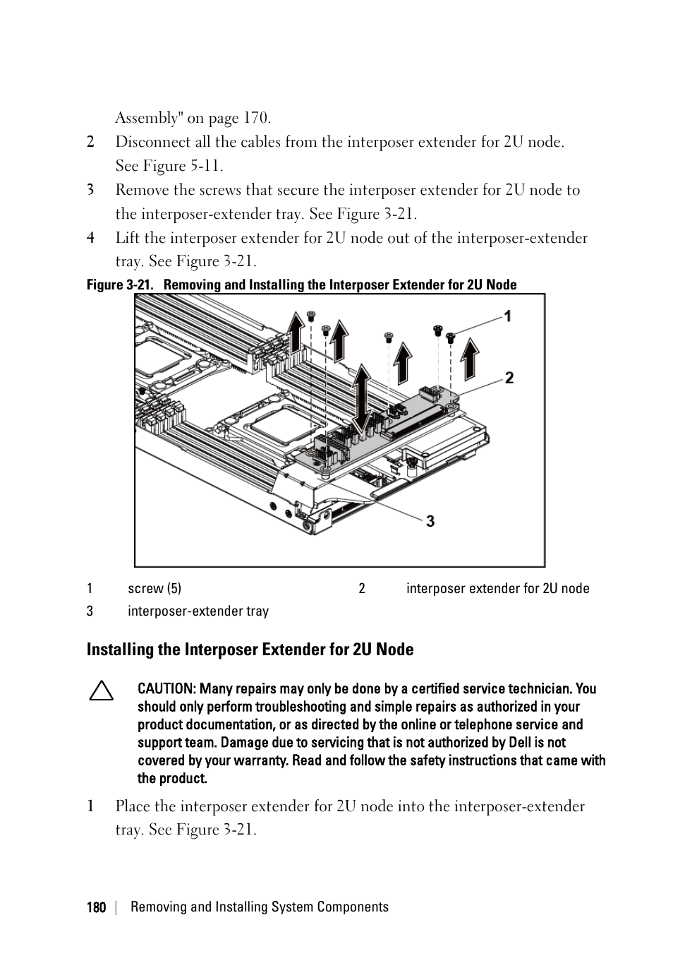 Installing the interposer extender for 2u node | Dell PowerEdge C6220 II User Manual | Page 180 / 349