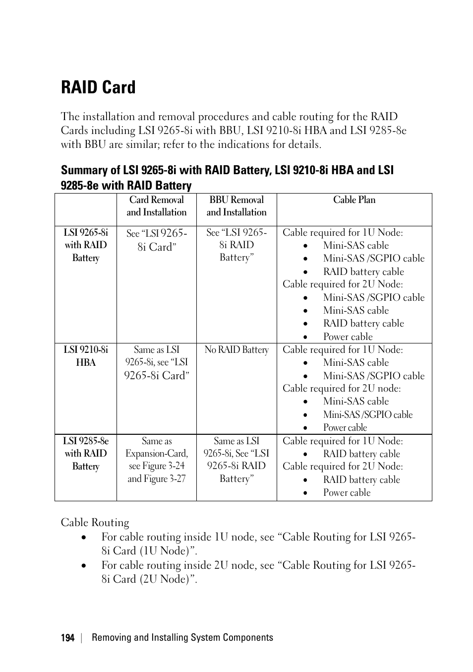 Raid card | Dell PowerEdge C6220 II User Manual | Page 194 / 349