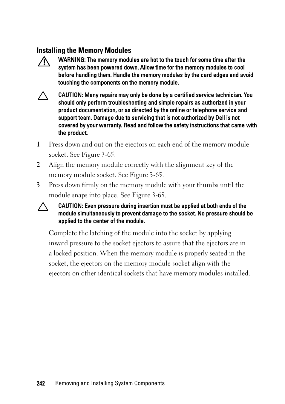 Installing the memory modules | Dell PowerEdge C6220 II User Manual | Page 242 / 349
