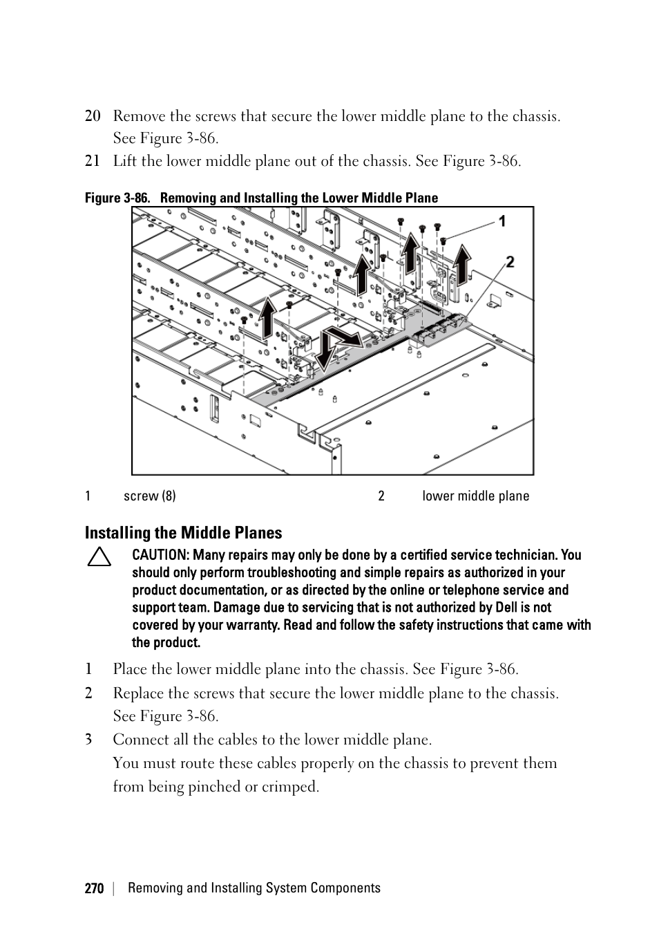 Installing the middle planes | Dell PowerEdge C6220 II User Manual | Page 270 / 349