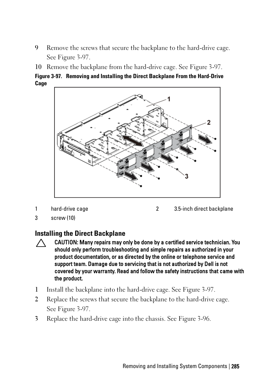 Installing the direct backplane | Dell PowerEdge C6220 II User Manual | Page 285 / 349