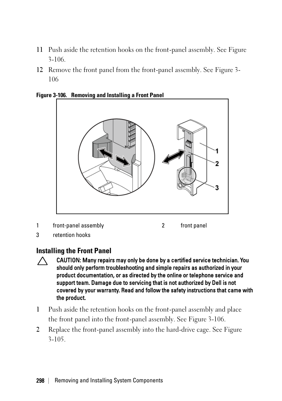 Installing the front panel | Dell PowerEdge C6220 II User Manual | Page 298 / 349