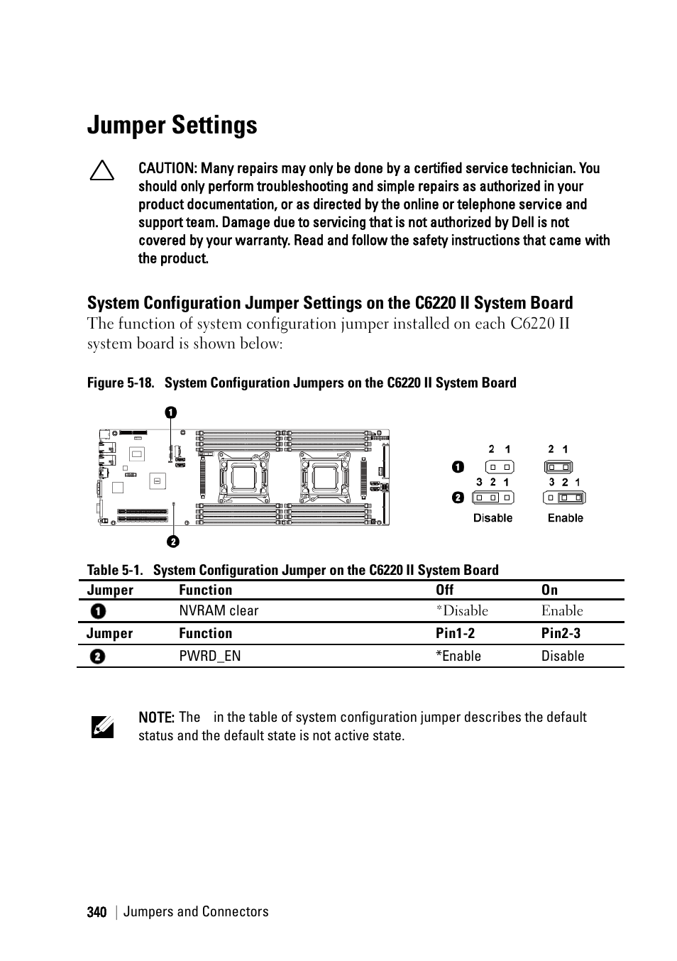 Jumper settings | Dell PowerEdge C6220 II User Manual | Page 340 / 349