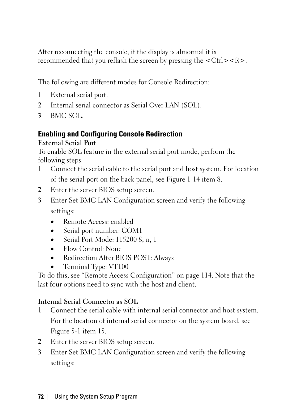 Enabling and configuring console redirection | Dell PowerEdge C6220 II User Manual | Page 72 / 349