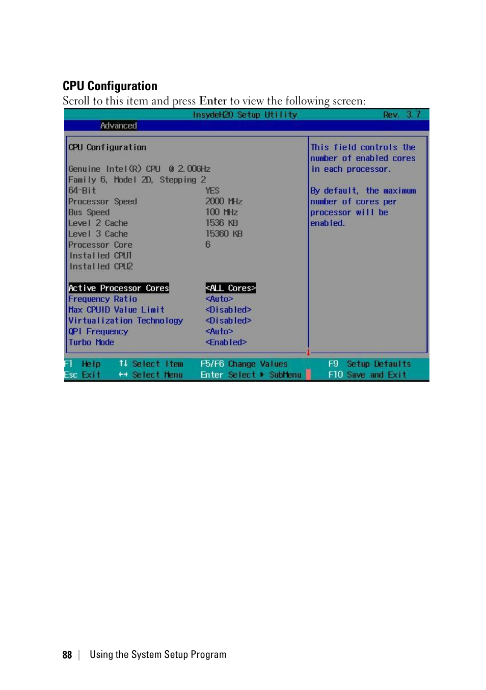 Cpu configuration | Dell PowerEdge C6220 II User Manual | Page 88 / 349