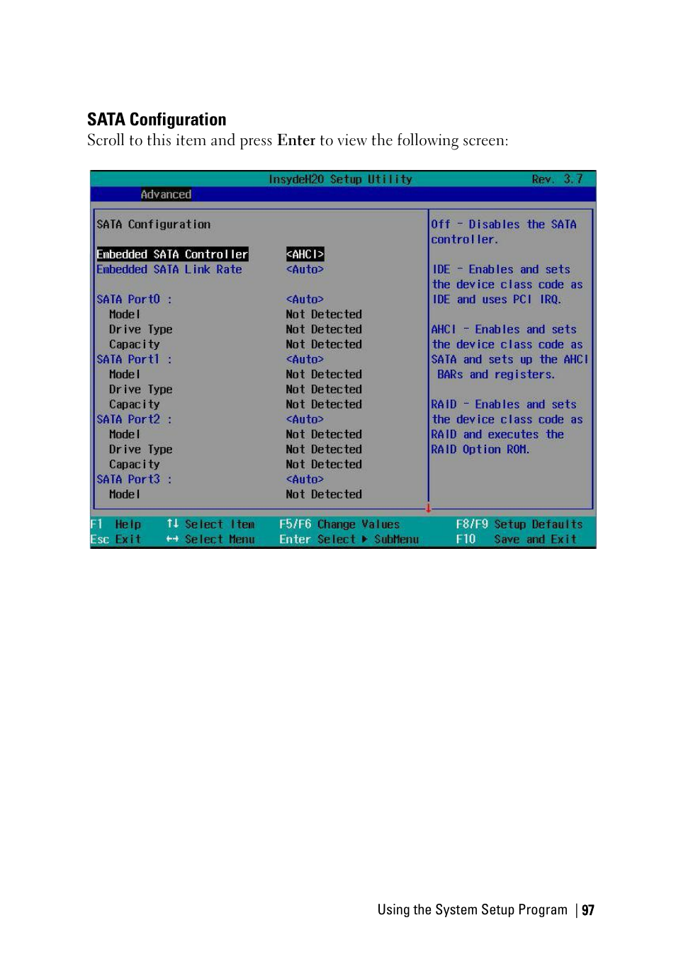 Sata configuration | Dell PowerEdge C6220 II User Manual | Page 97 / 349