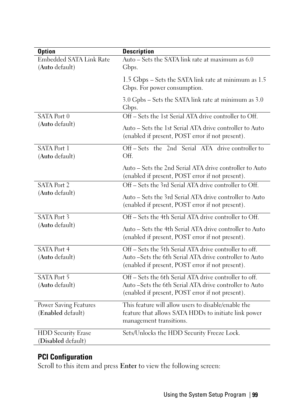 Pci configuration | Dell PowerEdge C6220 II User Manual | Page 99 / 349