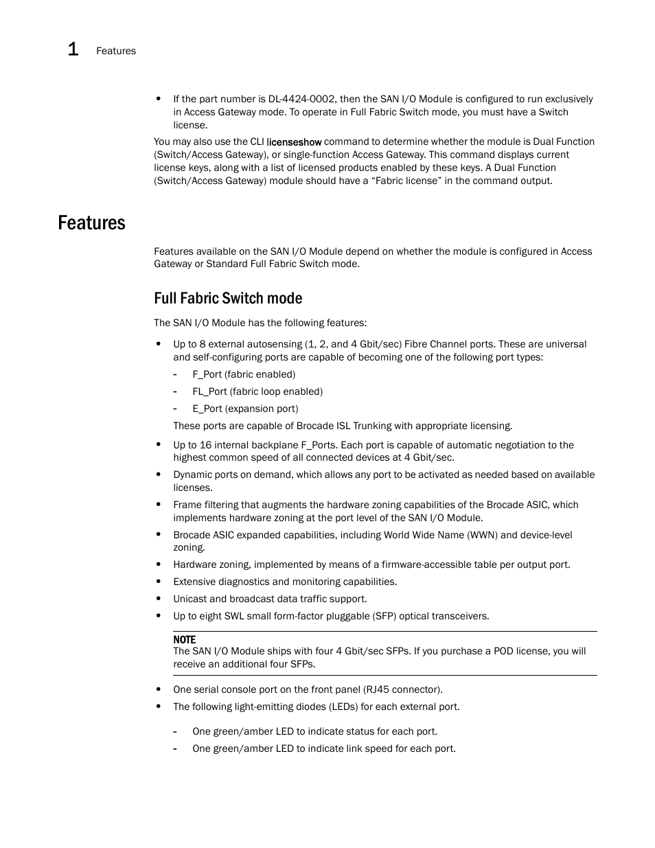 Features, Full fabric switch mode | Dell PowerEdge M805 User Manual | Page 12 / 48