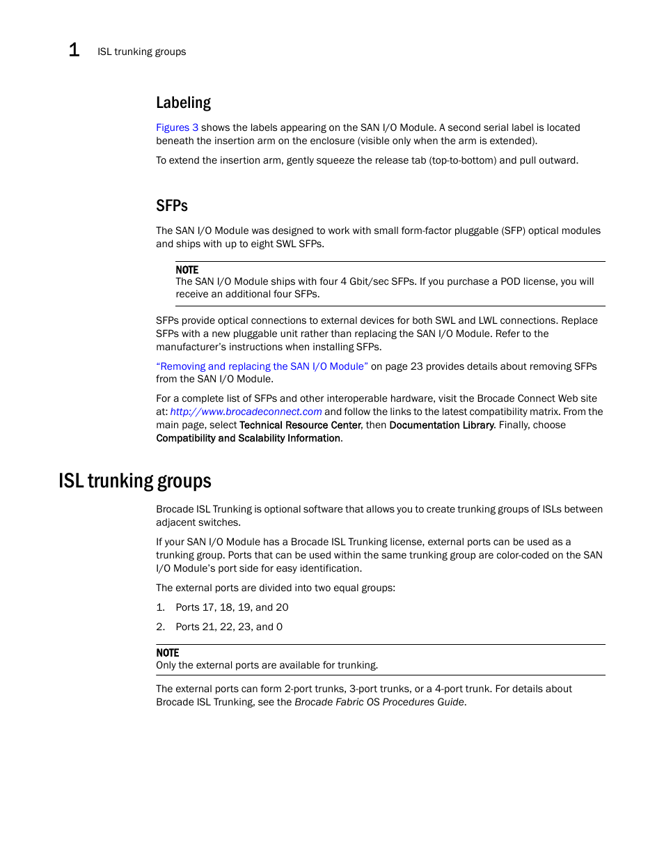 Labeling, Sfps, Isl trunking groups | Labeling sfps | Dell PowerEdge M805 User Manual | Page 16 / 48
