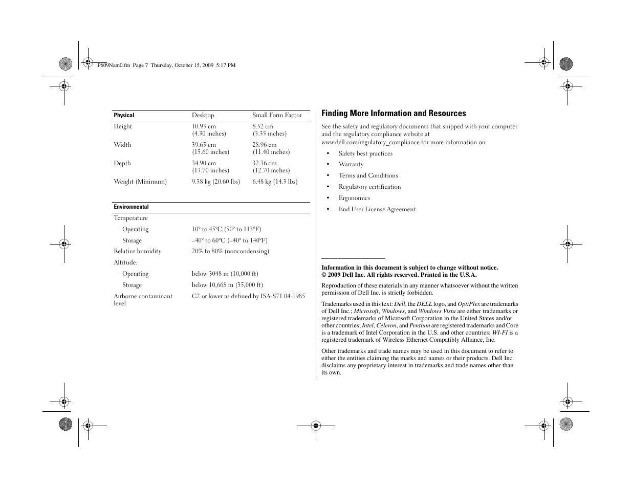 Finding more information and resources | Dell OptiPlex XE (Early 2010) User Manual | Page 7 / 8