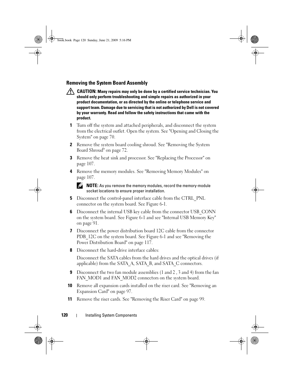 Removing the system board assembly | Dell POWEREDGE 300 User Manual | Page 120 / 186