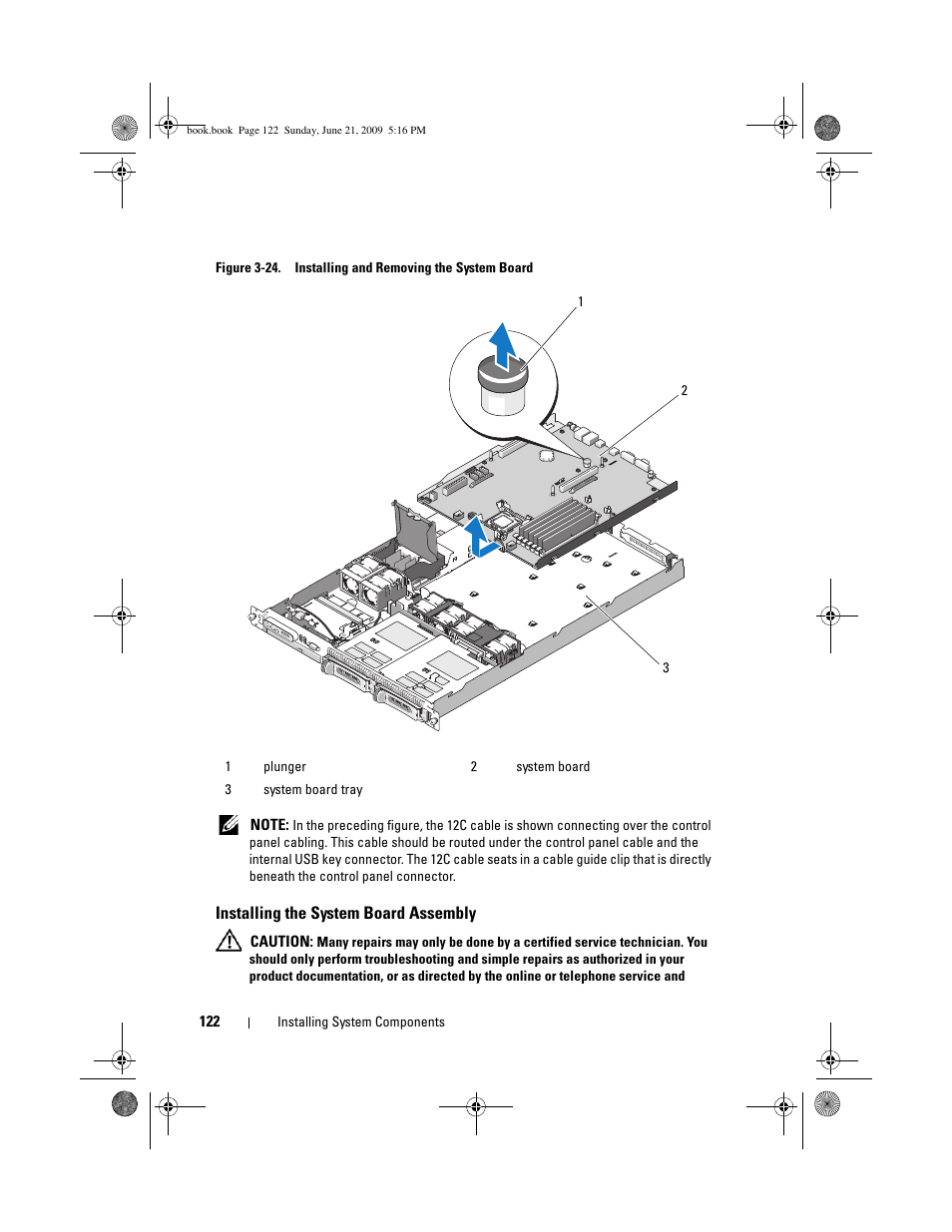 Installing the system board assembly | Dell POWEREDGE 300 User Manual | Page 122 / 186