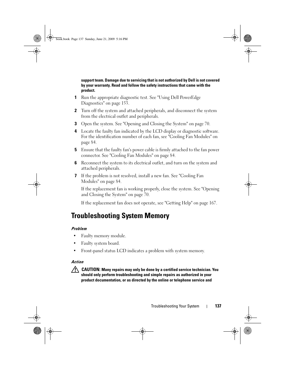 Troubleshooting system memory | Dell POWEREDGE 300 User Manual | Page 137 / 186