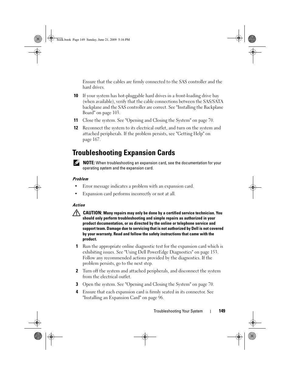 Troubleshooting expansion cards | Dell POWEREDGE 300 User Manual | Page 149 / 186
