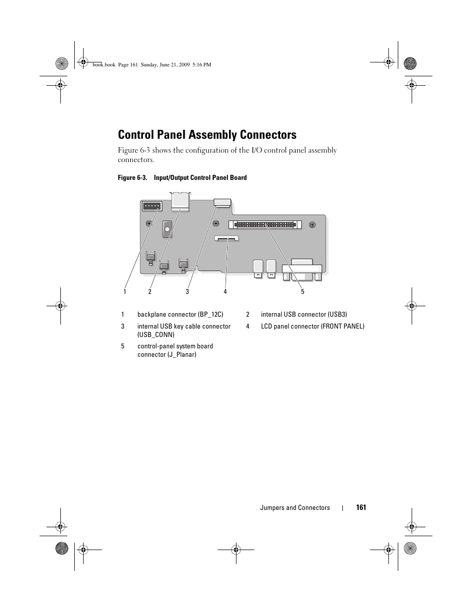 Control panel assembly connectors, Figure 6-3) | Dell POWEREDGE 300 User Manual | Page 161 / 186