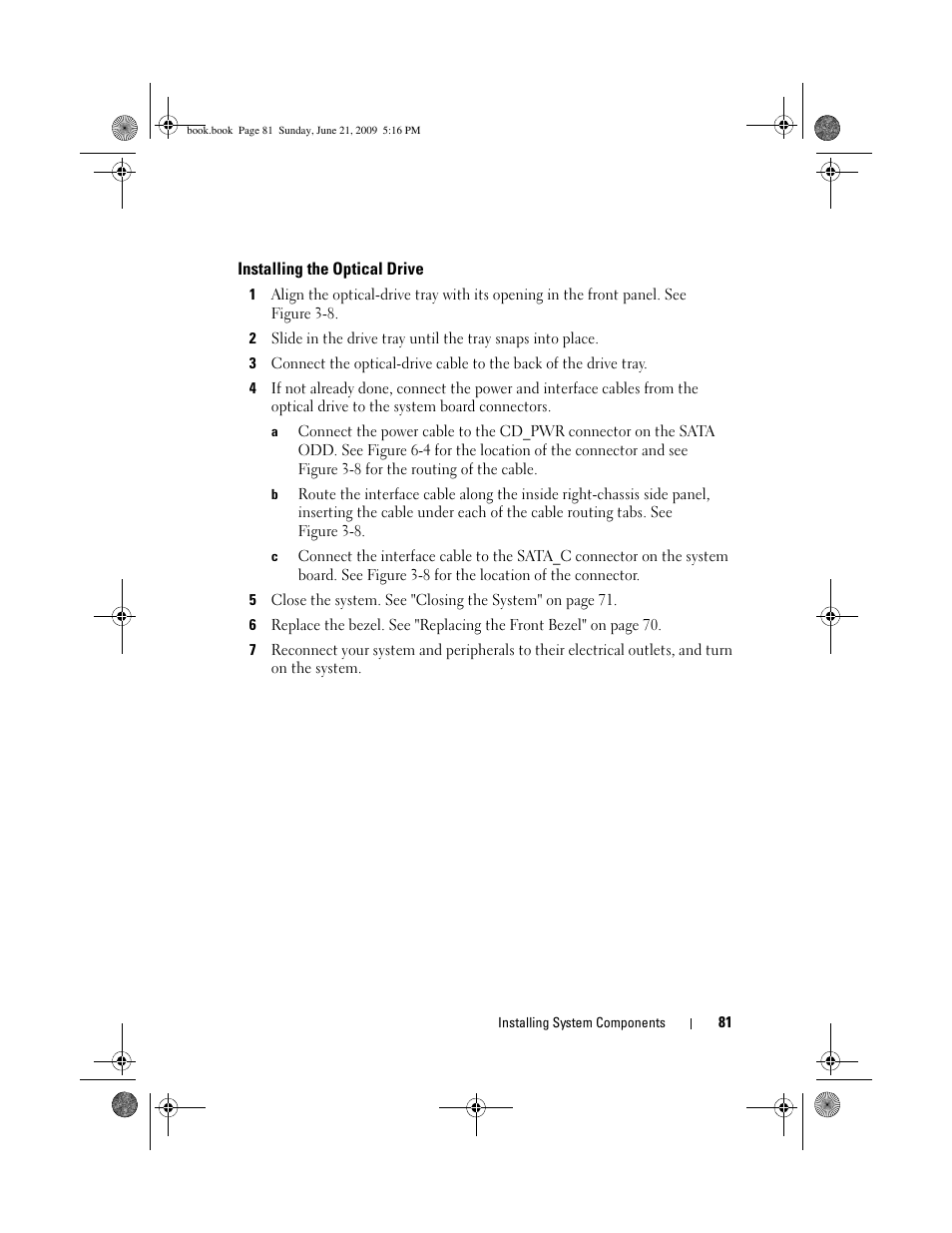 Installing the optical drive | Dell POWEREDGE 300 User Manual | Page 81 / 186