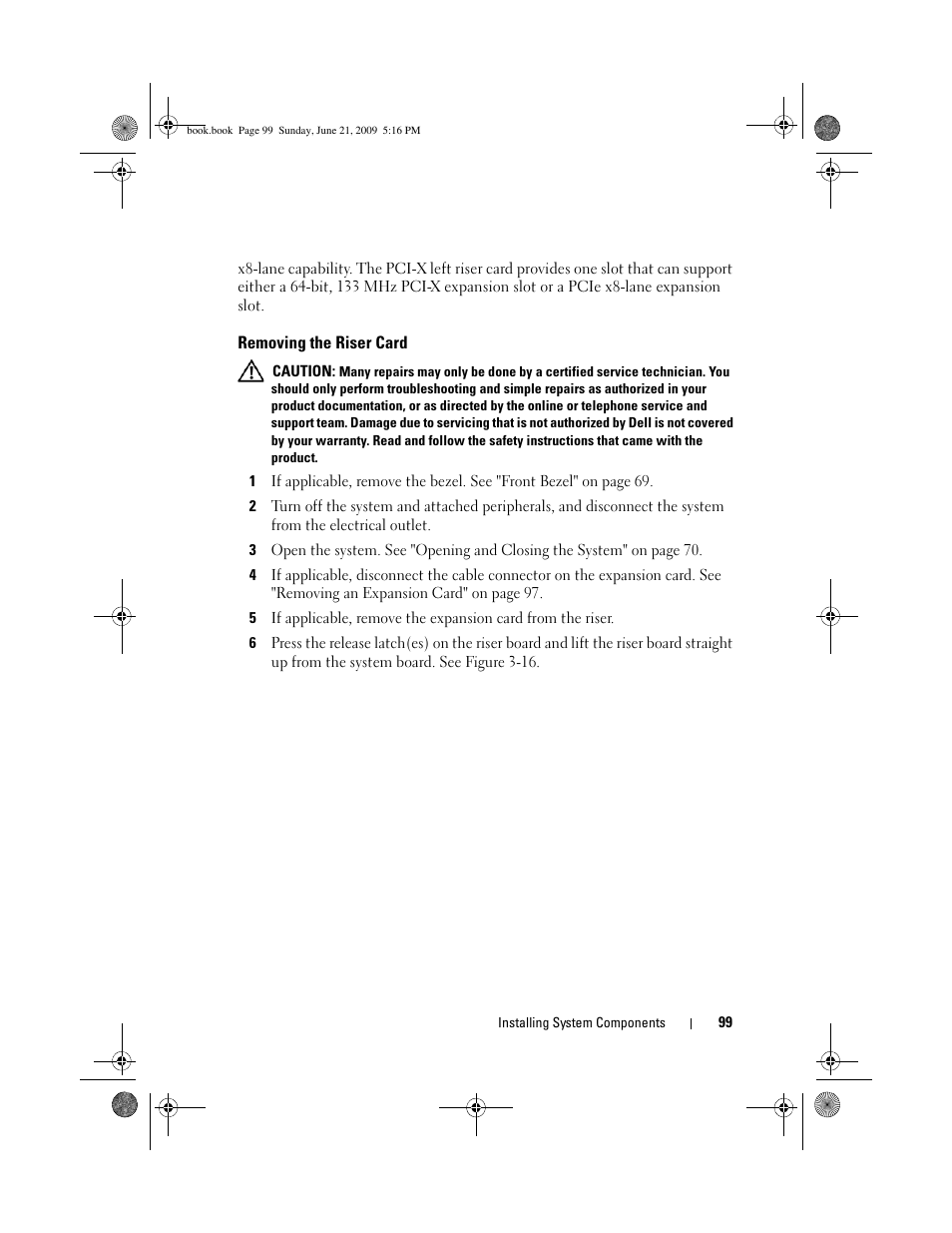 Removing the riser card | Dell POWEREDGE 300 User Manual | Page 99 / 186