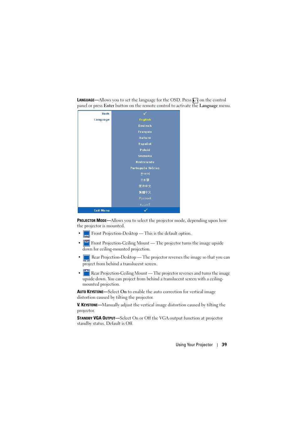 Dell 1610HD Projector User Manual | Page 39 / 80