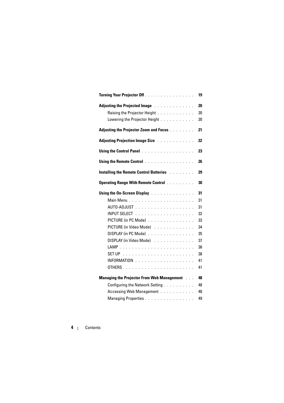 Dell 1610HD Projector User Manual | Page 4 / 80