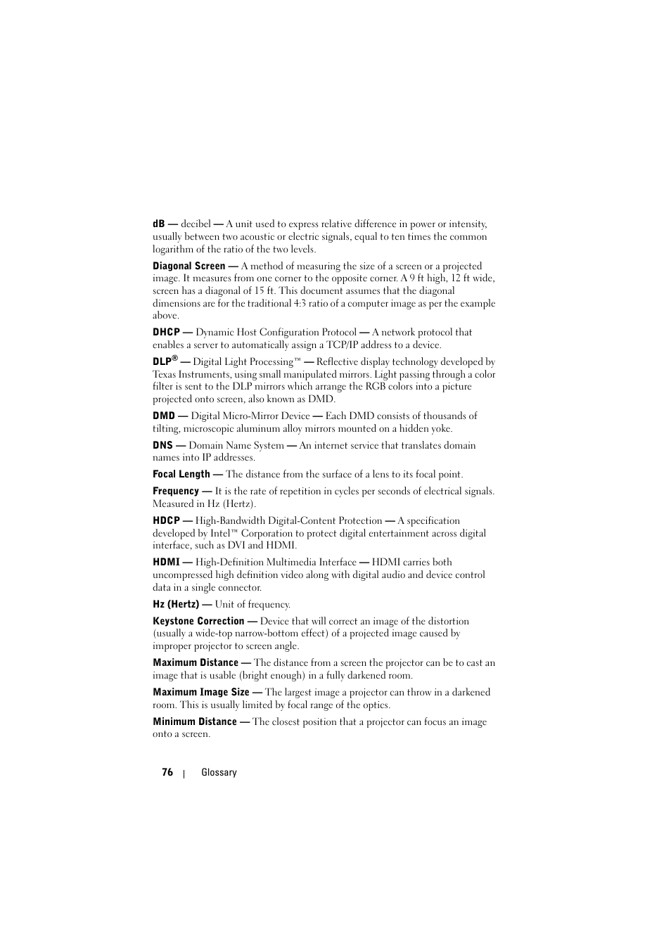 Dell 1610HD Projector User Manual | Page 76 / 80
