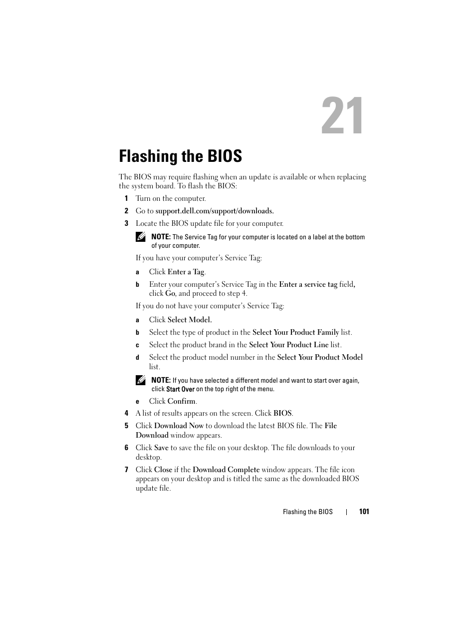 Flashing the bios | Dell Inspiron 14z (N411z, Late 2011) User Manual | Page 101 / 102