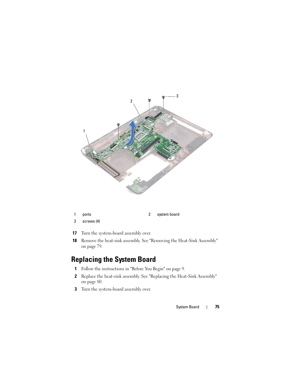 Replacing the system board | Dell Inspiron 14z (N411z, Late 2011) User Manual | Page 75 / 102