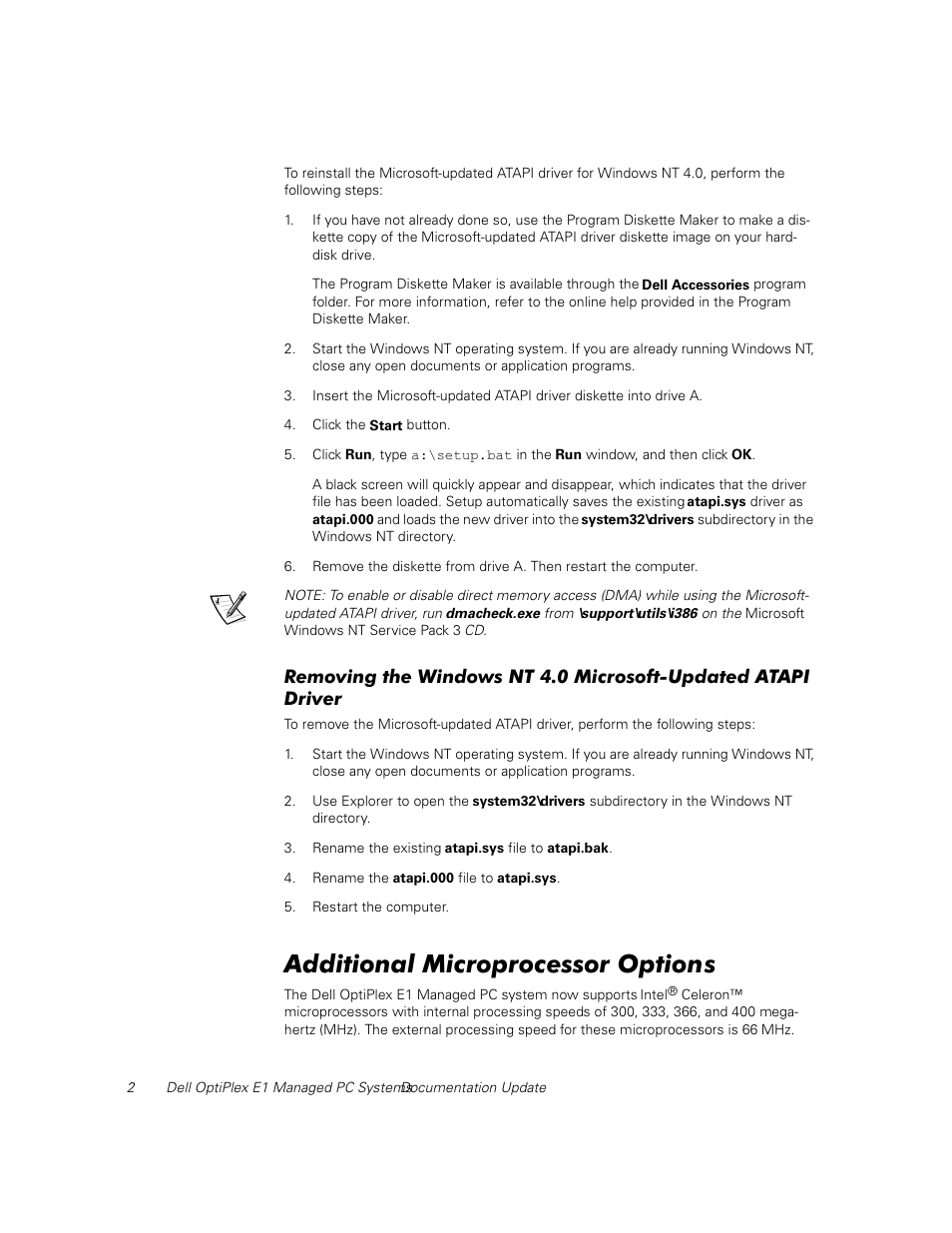 Gglwlrqdo0lfursurfhvvru2swlrqv | Dell OptiPlex E1 User Manual | Page 4 / 12