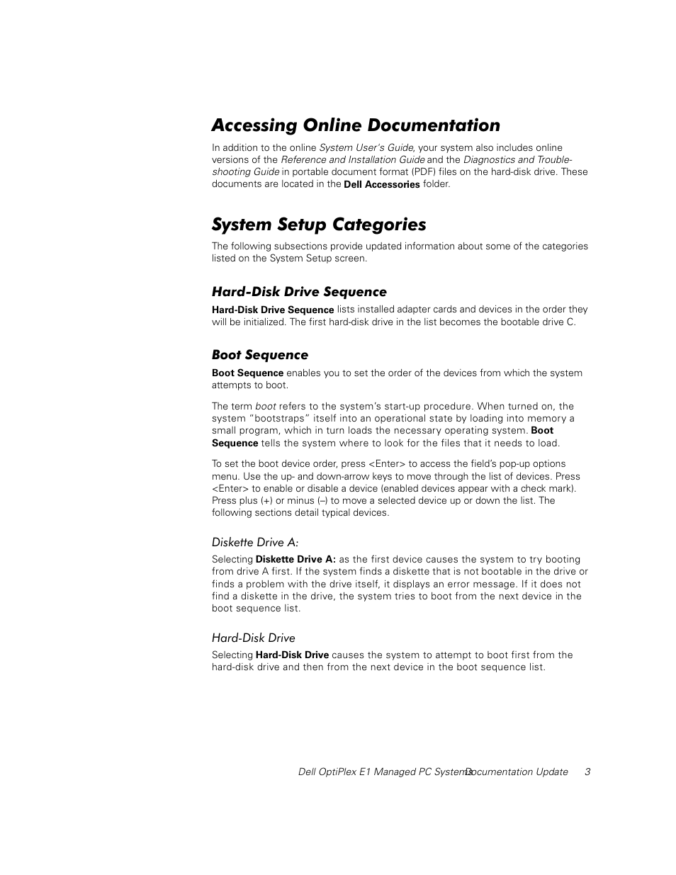 Ffhvvlqj2qolqh'rfxphqwdwlrq, 6\vwhp6hwxs&dwhjrulhv | Dell OptiPlex E1 User Manual | Page 5 / 12
