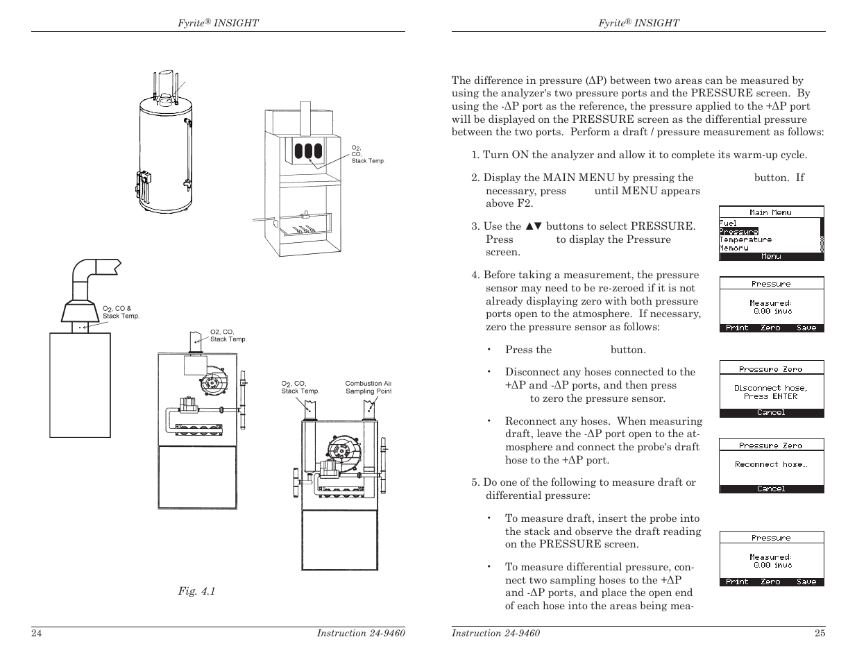 6 making a draft / pressure measurement | Bacharach Fyrite INSIGHT User Manual | Page 15 / 31