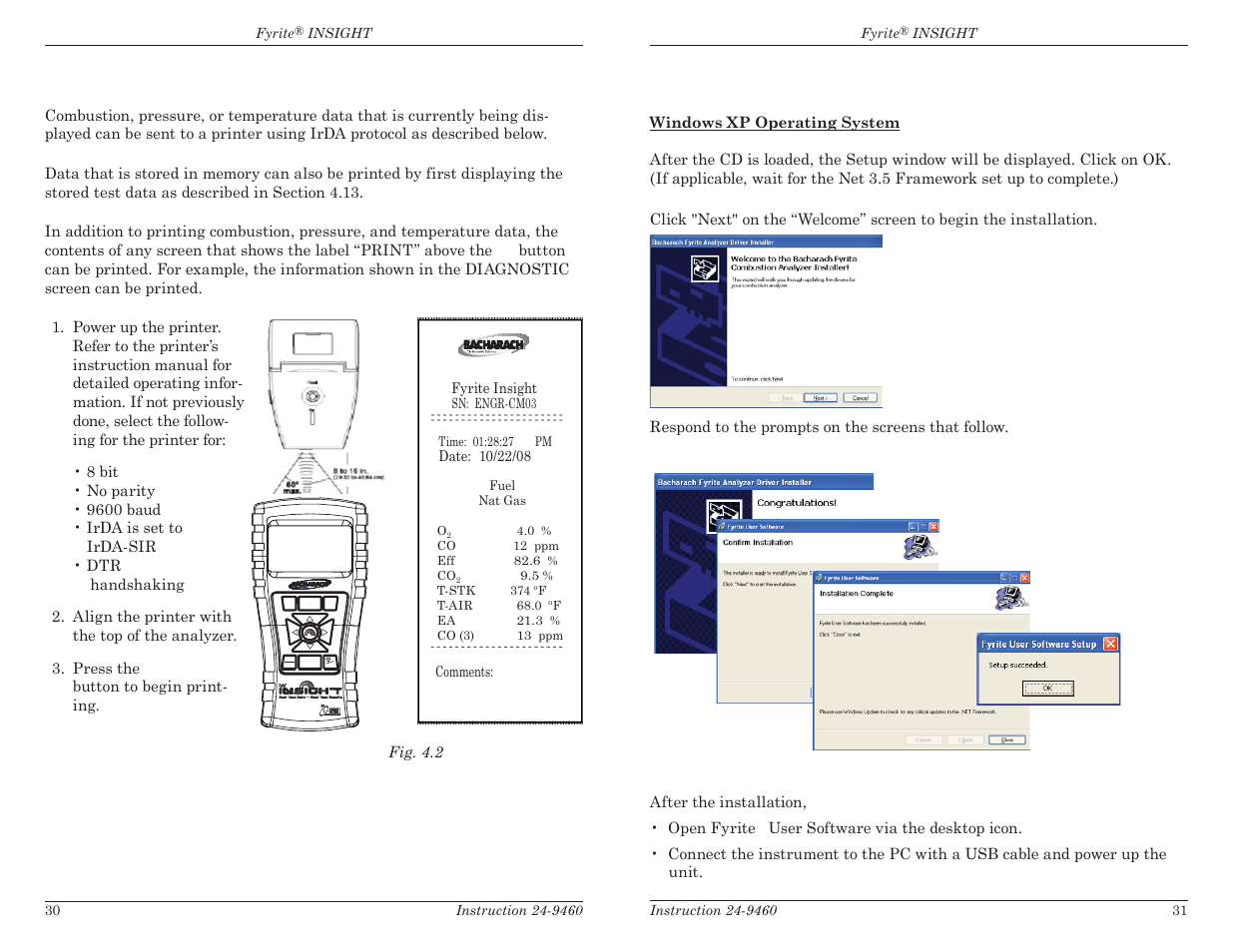 14 printing test data, 15 fyrite, User software installation | Bacharach Fyrite INSIGHT User Manual | Page 18 / 31