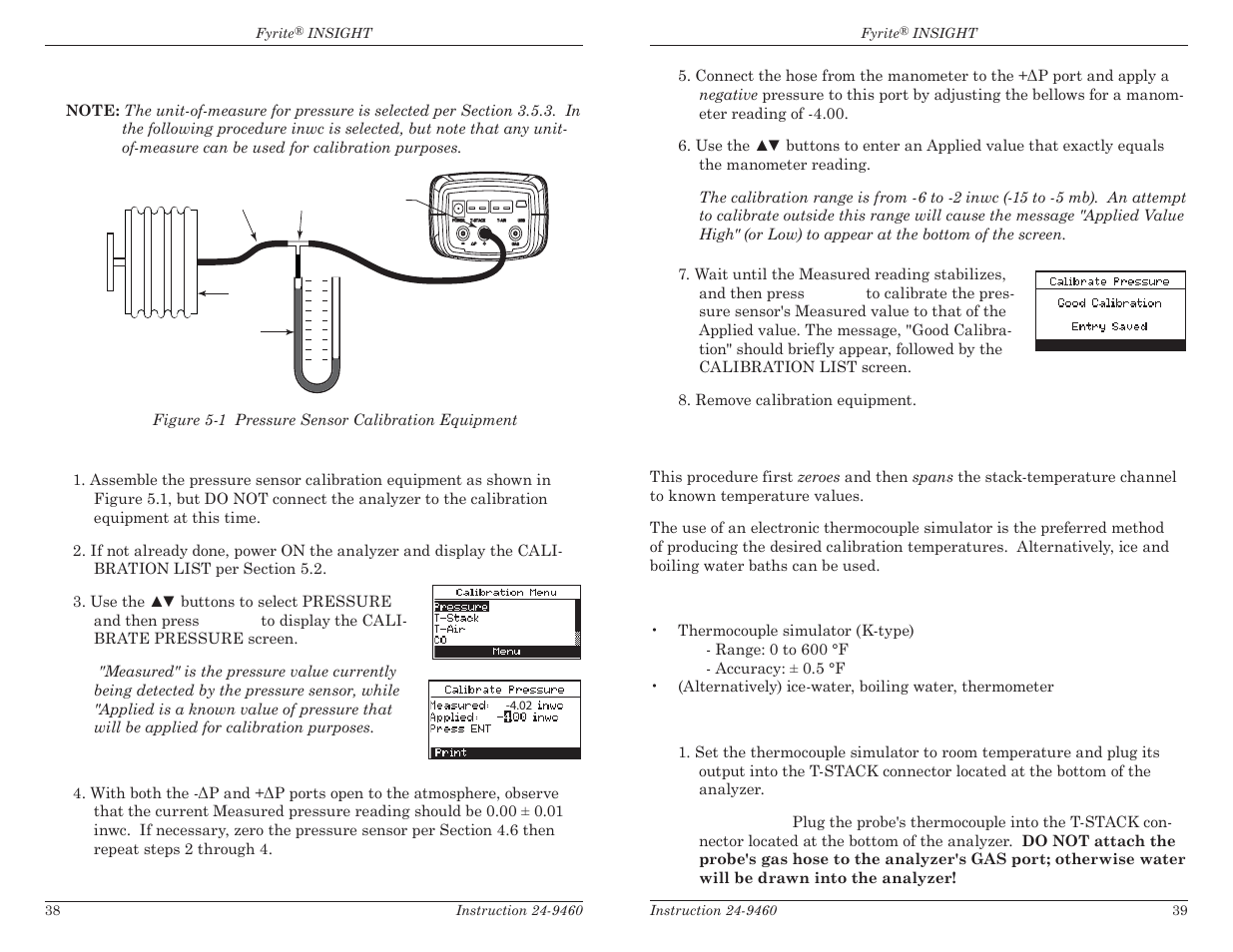 5 t-stack calibration | Bacharach Fyrite INSIGHT User Manual | Page 22 / 31