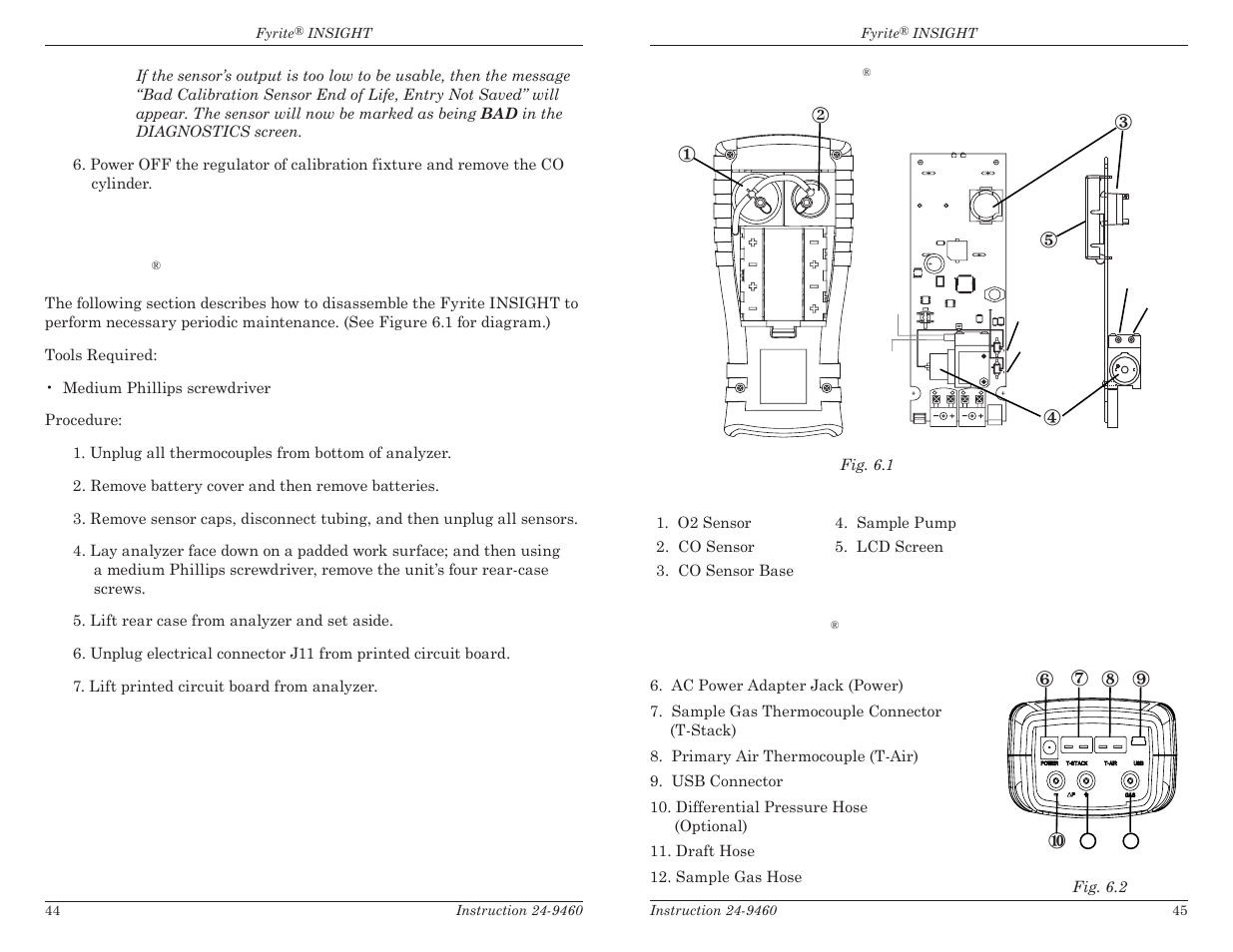 0 maintenance 6.1 fyrite, Insight disassembly | Bacharach Fyrite INSIGHT User Manual | Page 25 / 31