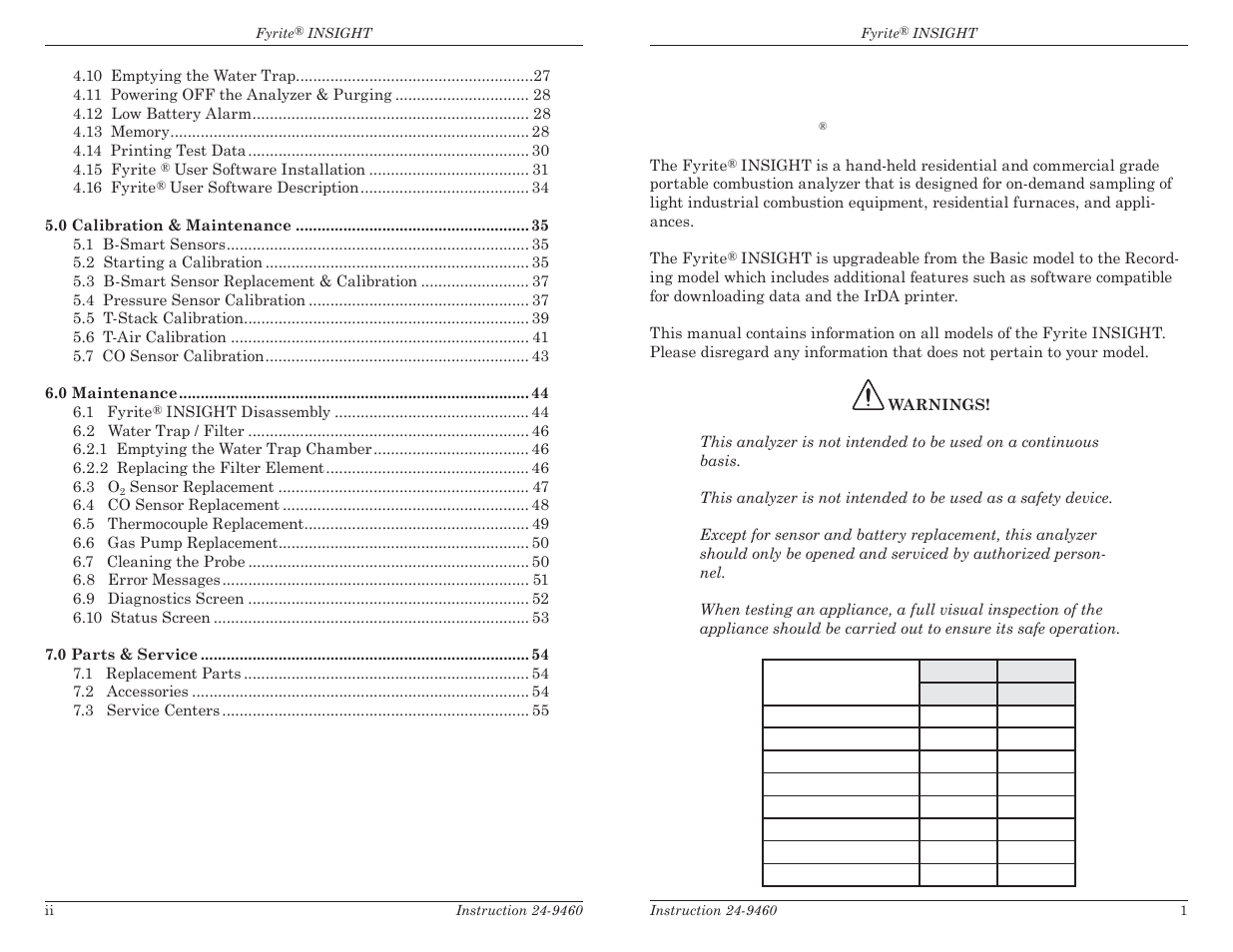 0 introduction 1.1 the fyrite, Insight | Bacharach Fyrite INSIGHT User Manual | Page 3 / 31