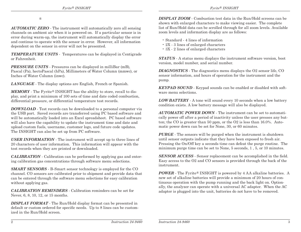 2 fyrite, Insight features & benefi ts | Bacharach Fyrite INSIGHT User Manual | Page 4 / 31