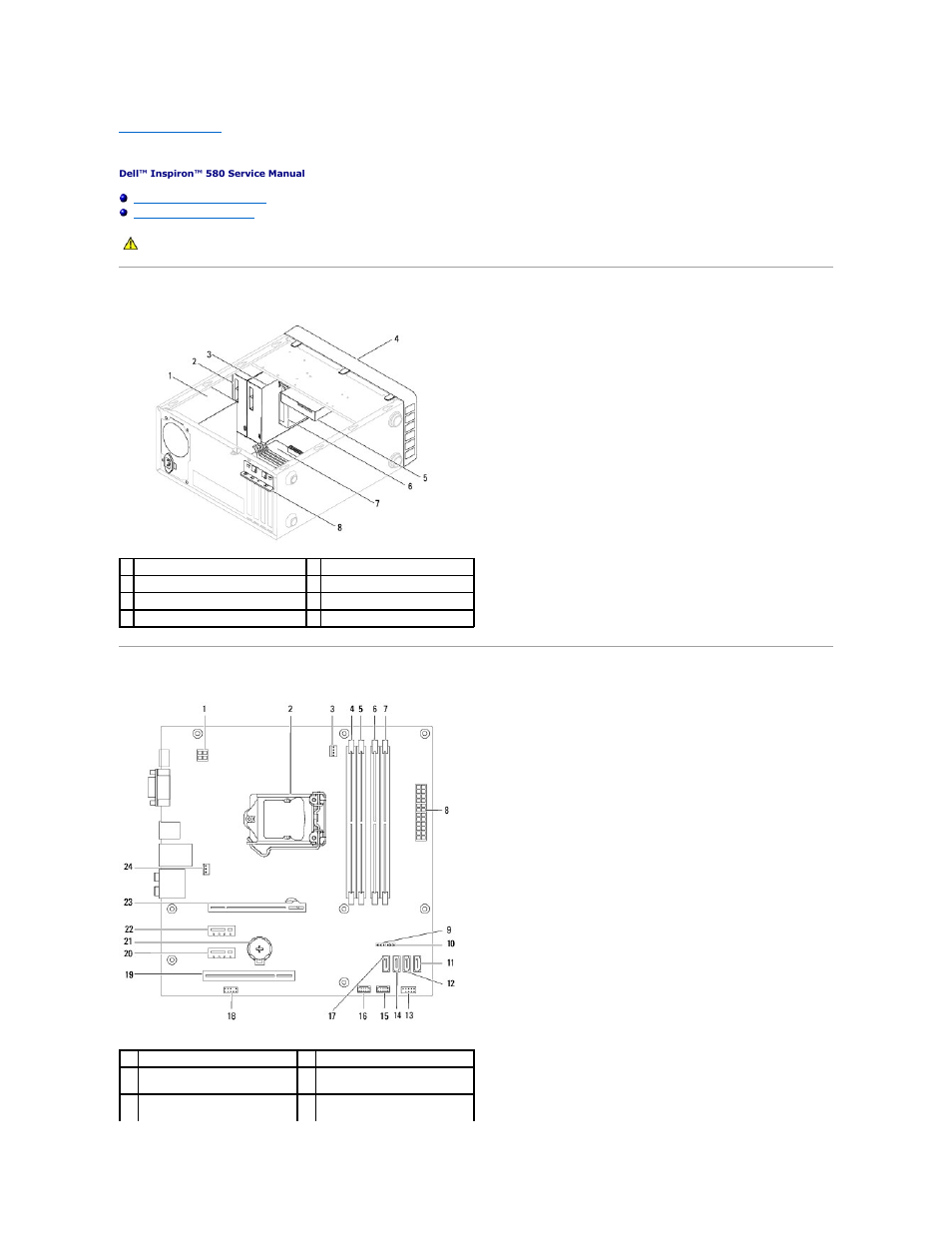 Technical overview, Inside view of your computer, System board components | Dell Inspiron 580 (Late 2009) User Manual | Page 38 / 39