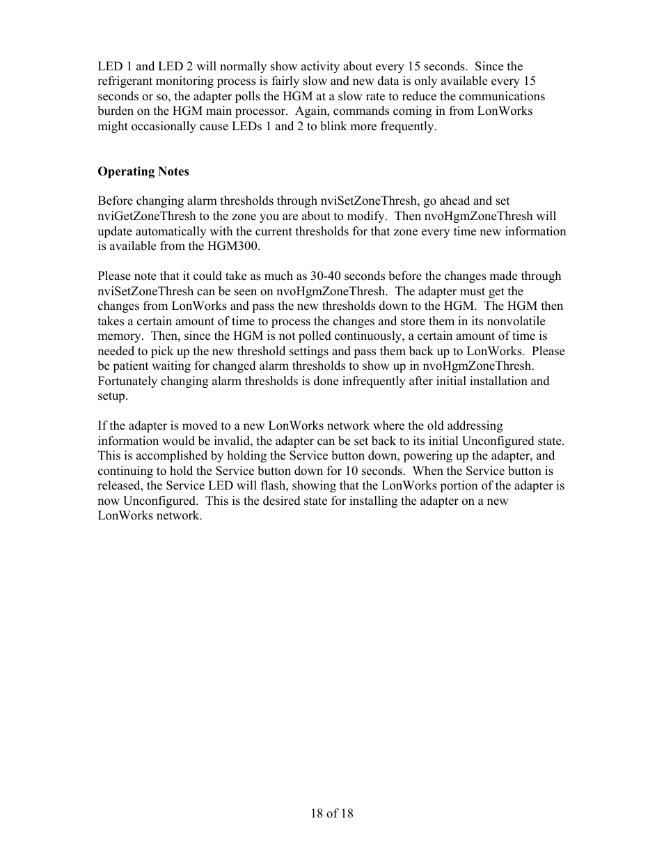 Bacharach LonWorks FT-10 User Manual | Page 18 / 18