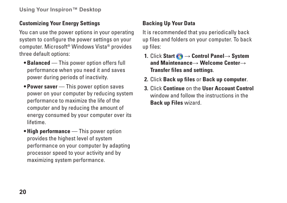 Dell Inspiron 535 (Early 2009) User Manual | Page 22 / 64