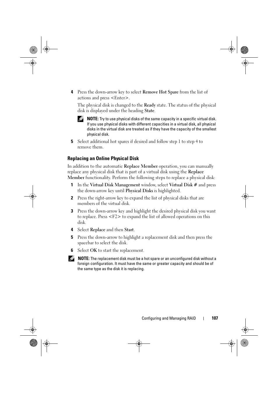 Replacing an online physical disk | Dell PowerEdge RAID Controller 6E User Manual | Page 107 / 160