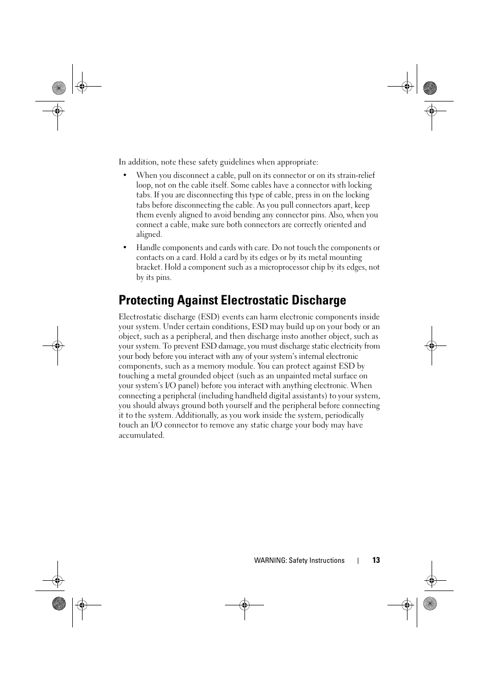 Protecting against electrostatic discharge | Dell PowerEdge RAID Controller 6E User Manual | Page 13 / 160