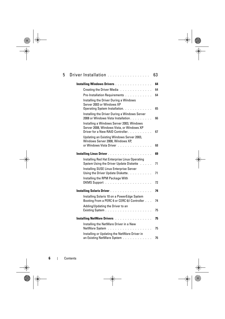 5driver installation | Dell PowerEdge RAID Controller 6E User Manual | Page 6 / 160