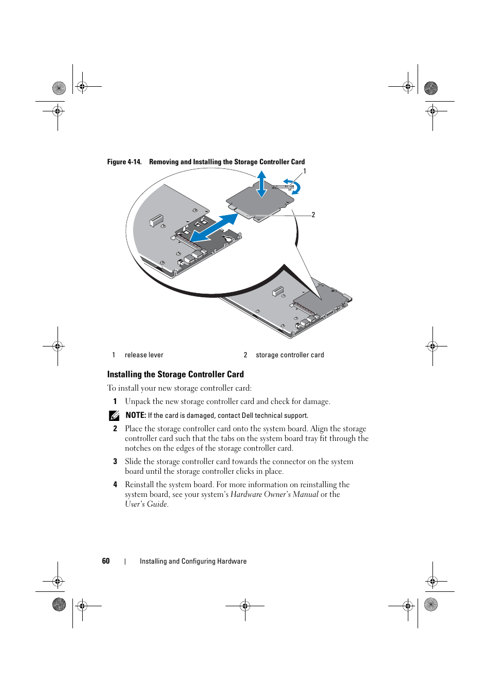 Installing the storage controller card | Dell PowerEdge RAID Controller 6E User Manual | Page 60 / 160