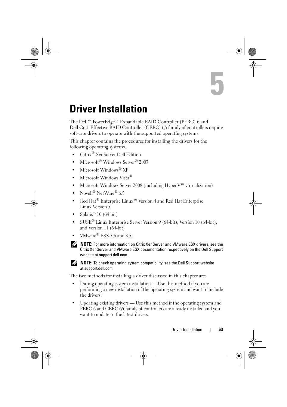 Driver installation | Dell PowerEdge RAID Controller 6E User Manual | Page 63 / 160