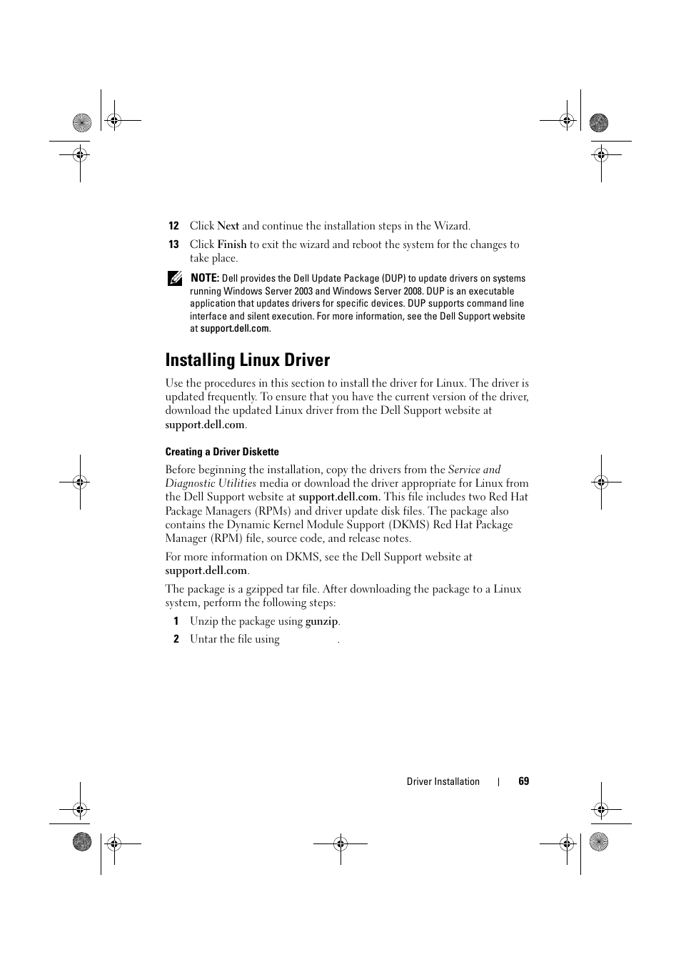 Installing linux driver | Dell PowerEdge RAID Controller 6E User Manual | Page 69 / 160
