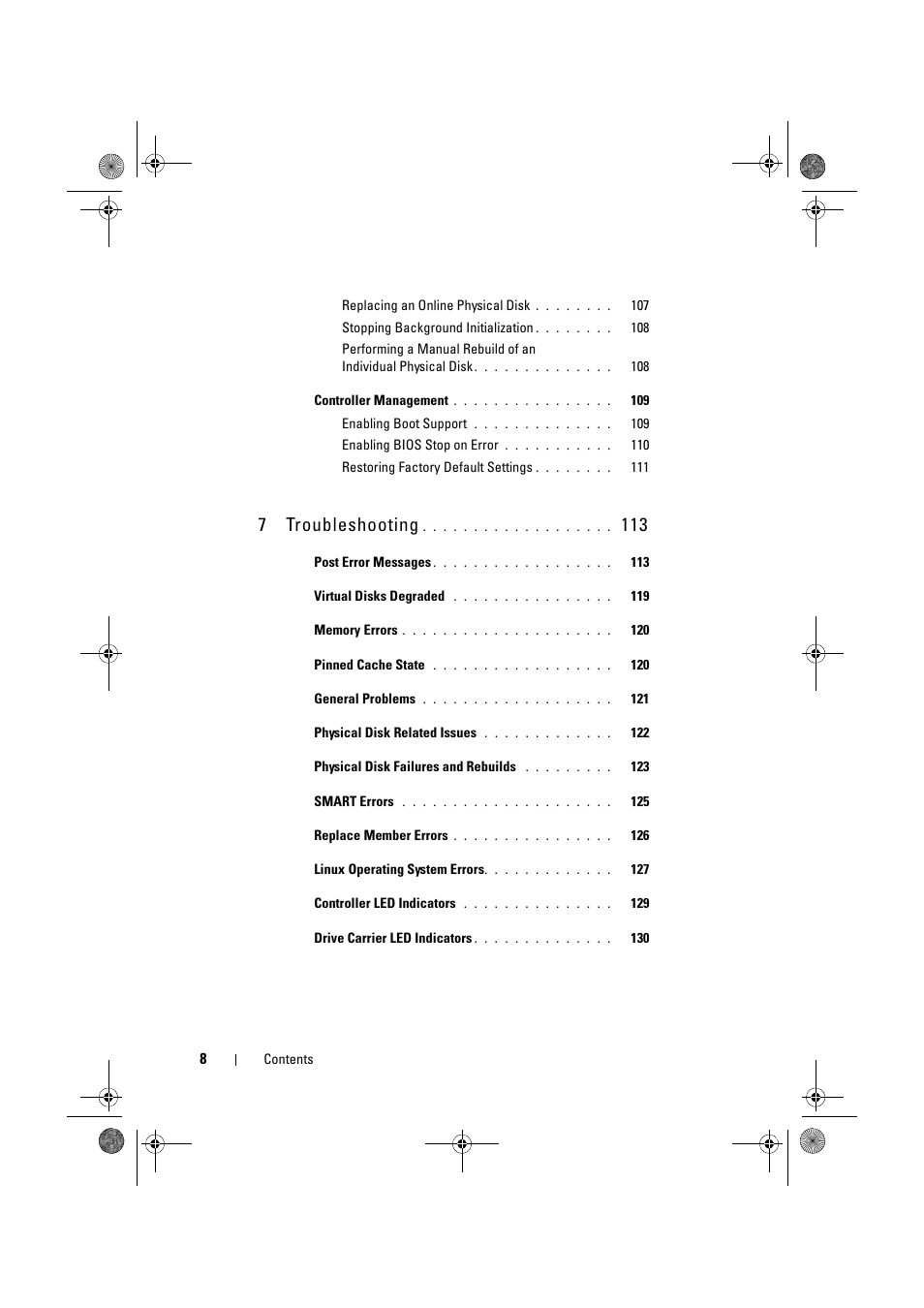 7troubleshooting | Dell PowerEdge RAID Controller 6E User Manual | Page 8 / 160