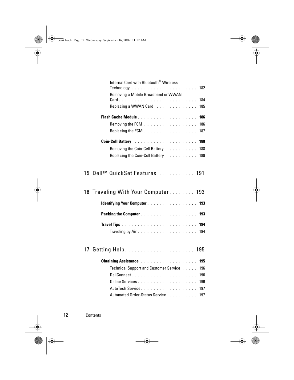 15 dell™ quickset features, 17 getting help | Dell Vostro 1400 (Mid 2007) User Manual | Page 12 / 248