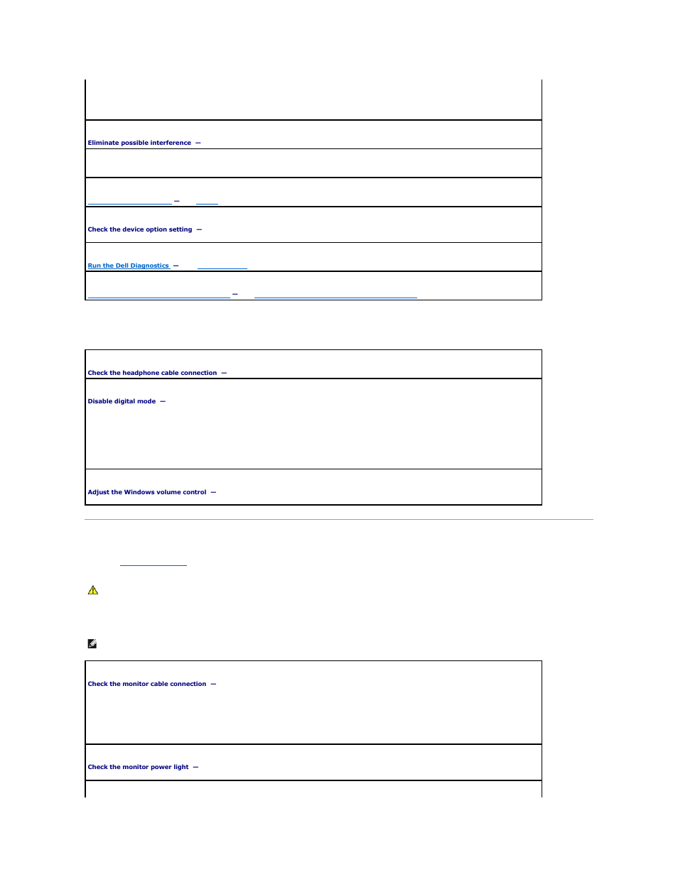 Video and monitor problems, No sound from headphones, If the screen is blank | Dell OptiPlex 740 User Manual | Page 195 / 217