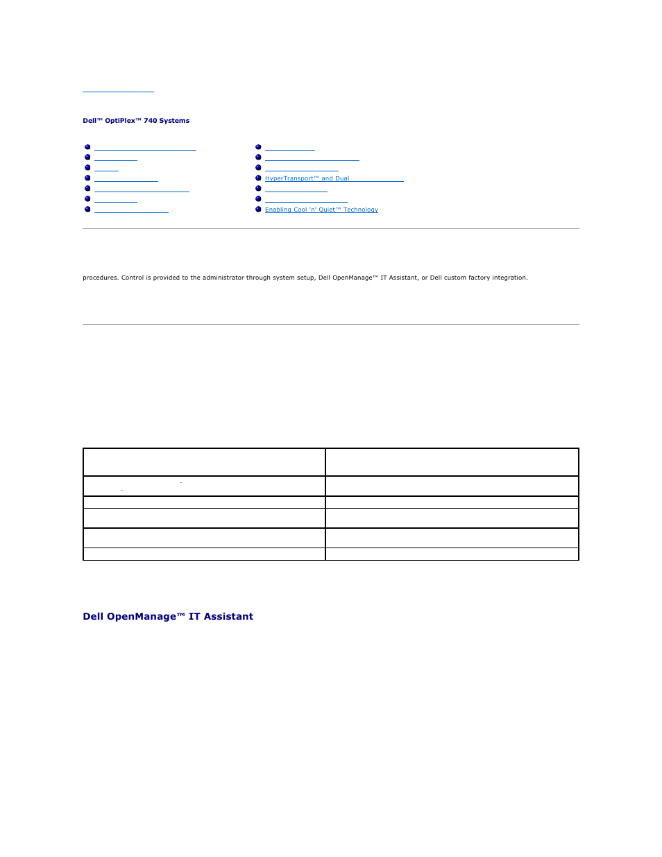 Advanced features, Legacyselect technology control, Manageability | Alert standard format, Dell openmanage™ it assistant, Dell openmanage client instrumentation | Dell OptiPlex 740 User Manual | Page 2 / 217